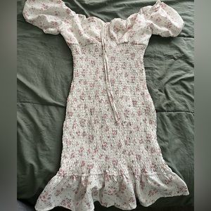 floral tight fitted white dress, cute for the summer, never worn